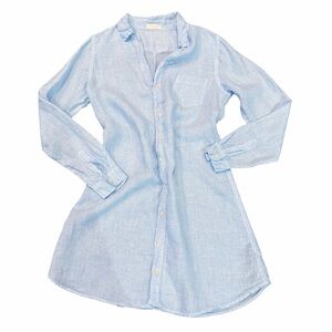 CP Shades Linen Shirt Dress Size Small Blue Summer Coastal Grandma Preppy USA